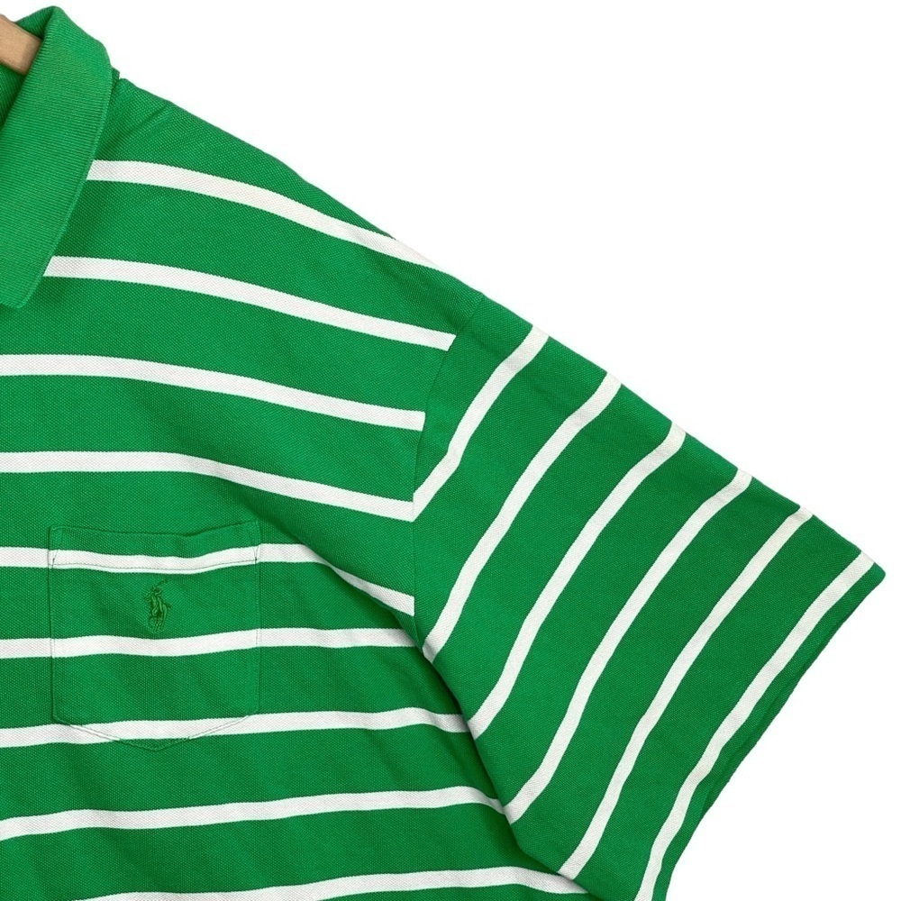 Polo Ralph Lauren Polo Shirt 4XB Vintage Striped Green White Pocket Pony Logo - Picture 5 of 13